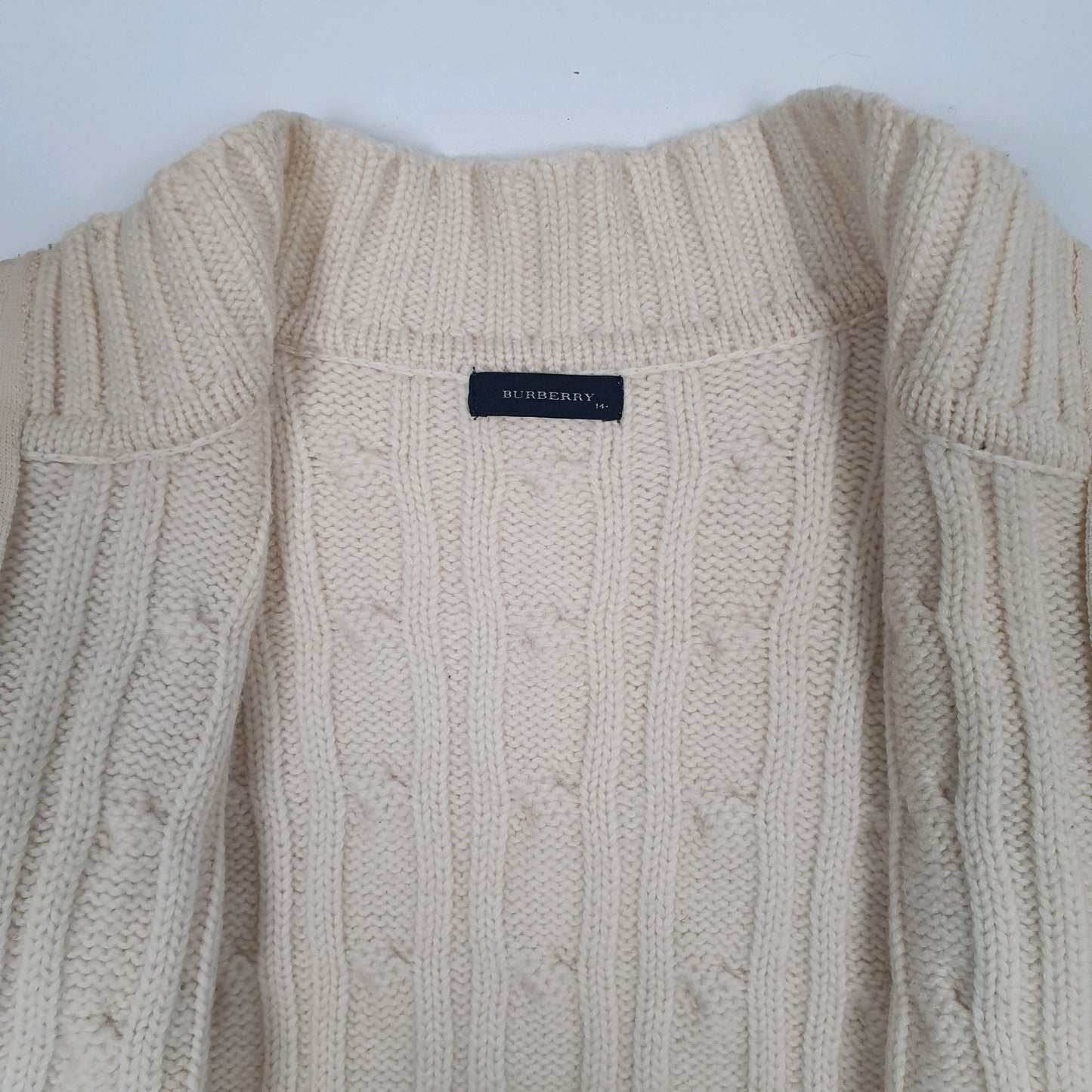 Womens Cream Burberry Cable Knit Full Zip Jumper