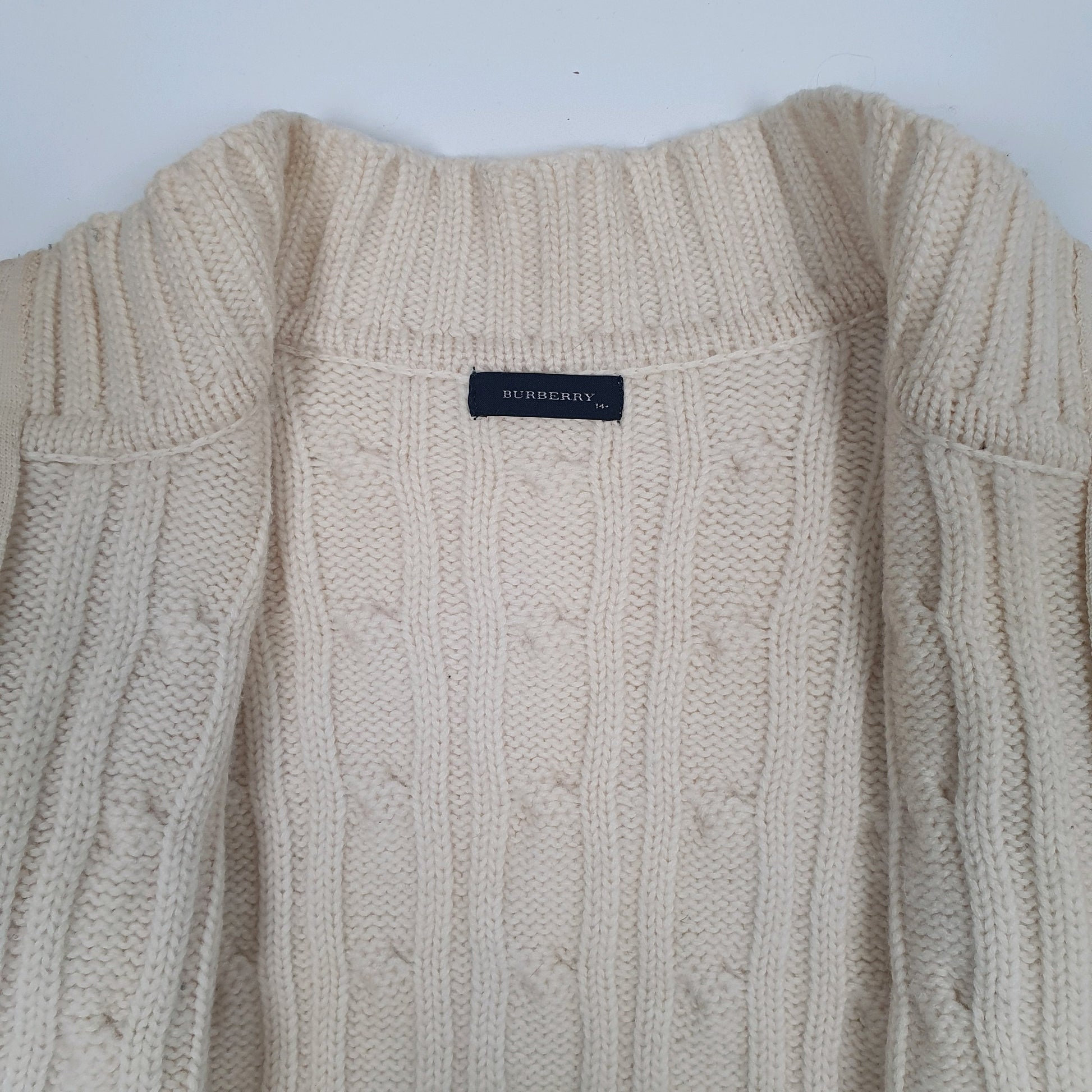 Womens Cream Burberry Cable Knit Full Zip Jumper
