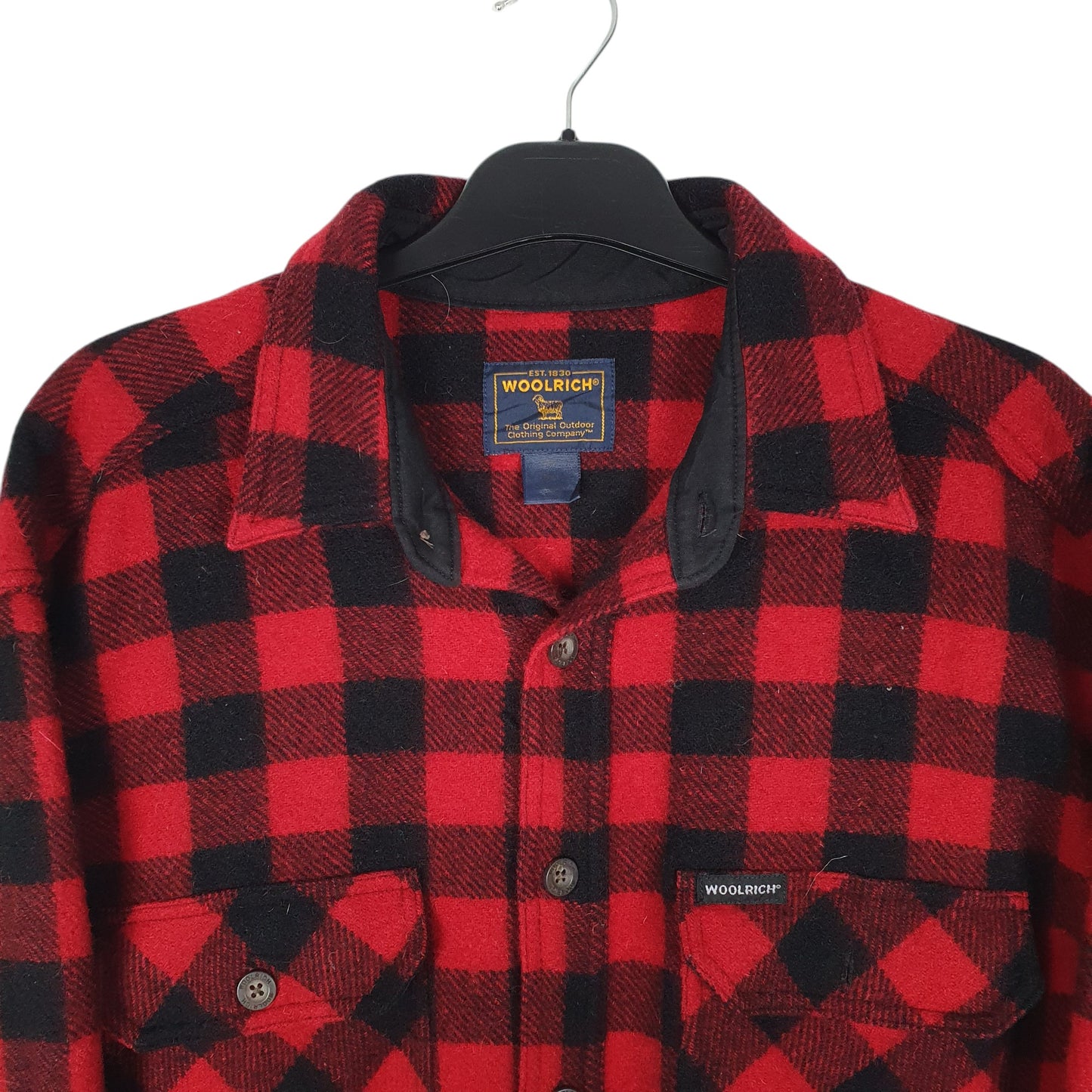 Mens Red Woolrich Thick Flannel Plaid Shacket Jacket  Shirt