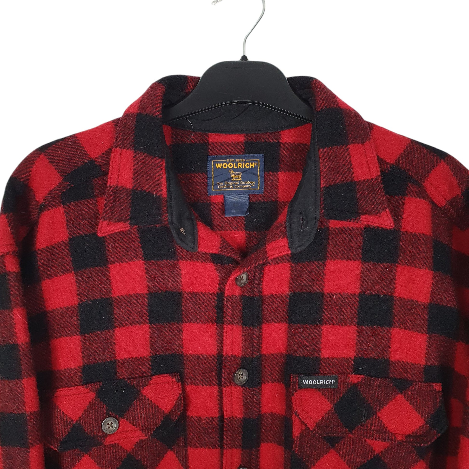 Mens Red Woolrich Thick Flannel Plaid Shacket Jacket  Shirt