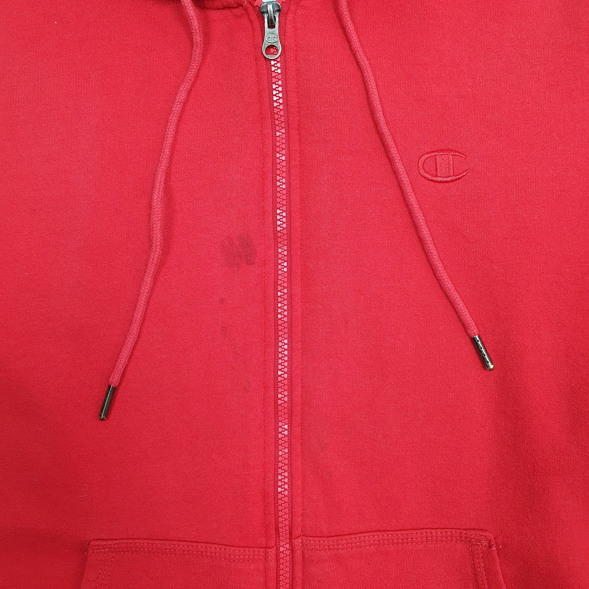Mens Red Champion Hoodie Full Zip Jumper