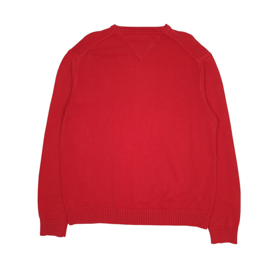 Mens Red Tommy Hilfiger Heavy Knit Crewneck Jumper
