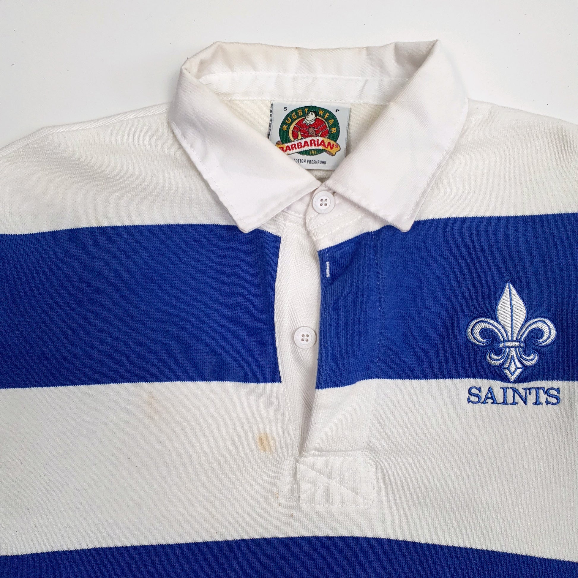 Mens Blue Barbarian Saints Rugby Crewneck Polo Shirt