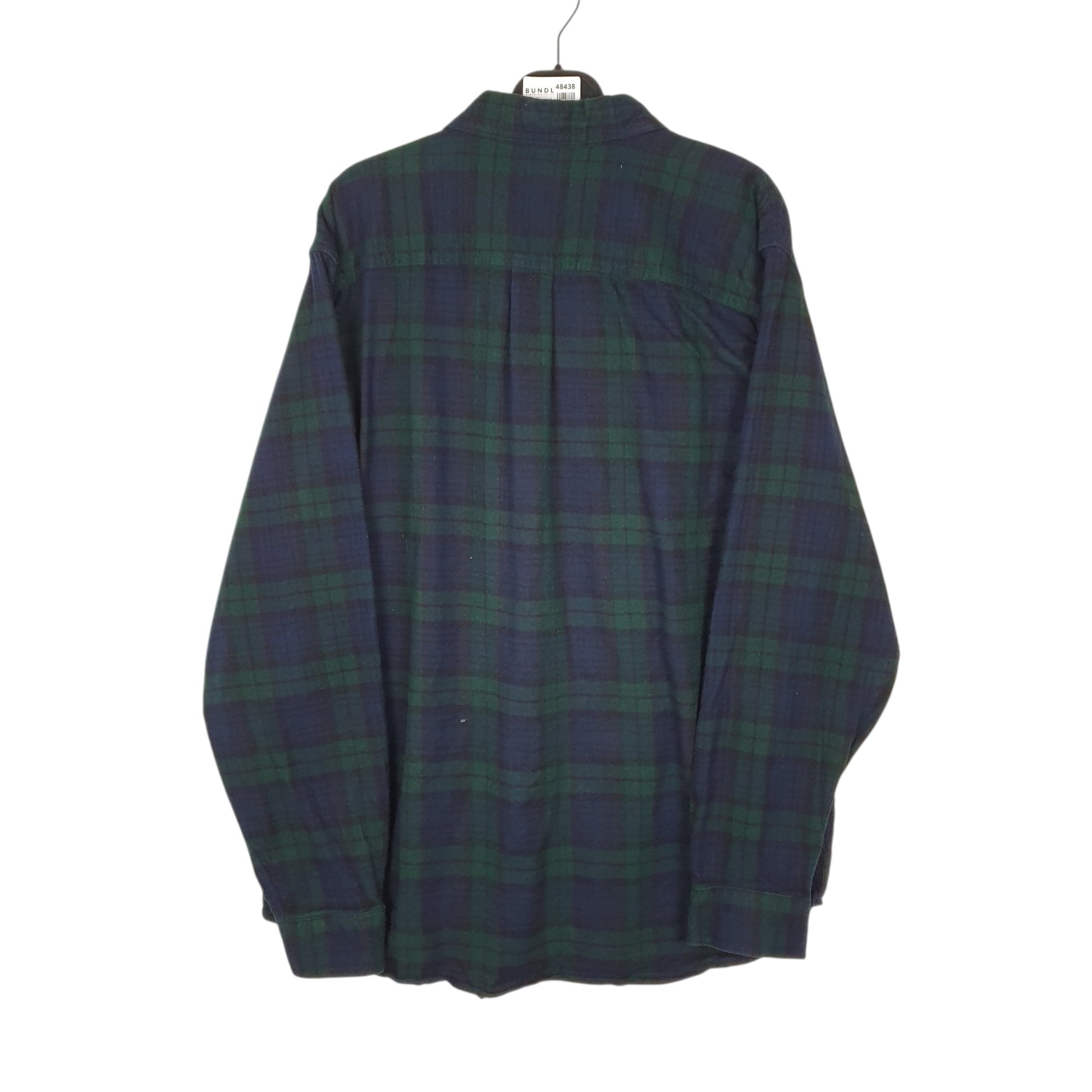 Mens Navy L.L.Bean Thick Flannel Plaid  Shirt