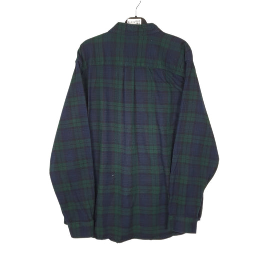 Mens Navy L.L.Bean Thick Flannel Plaid  Shirt