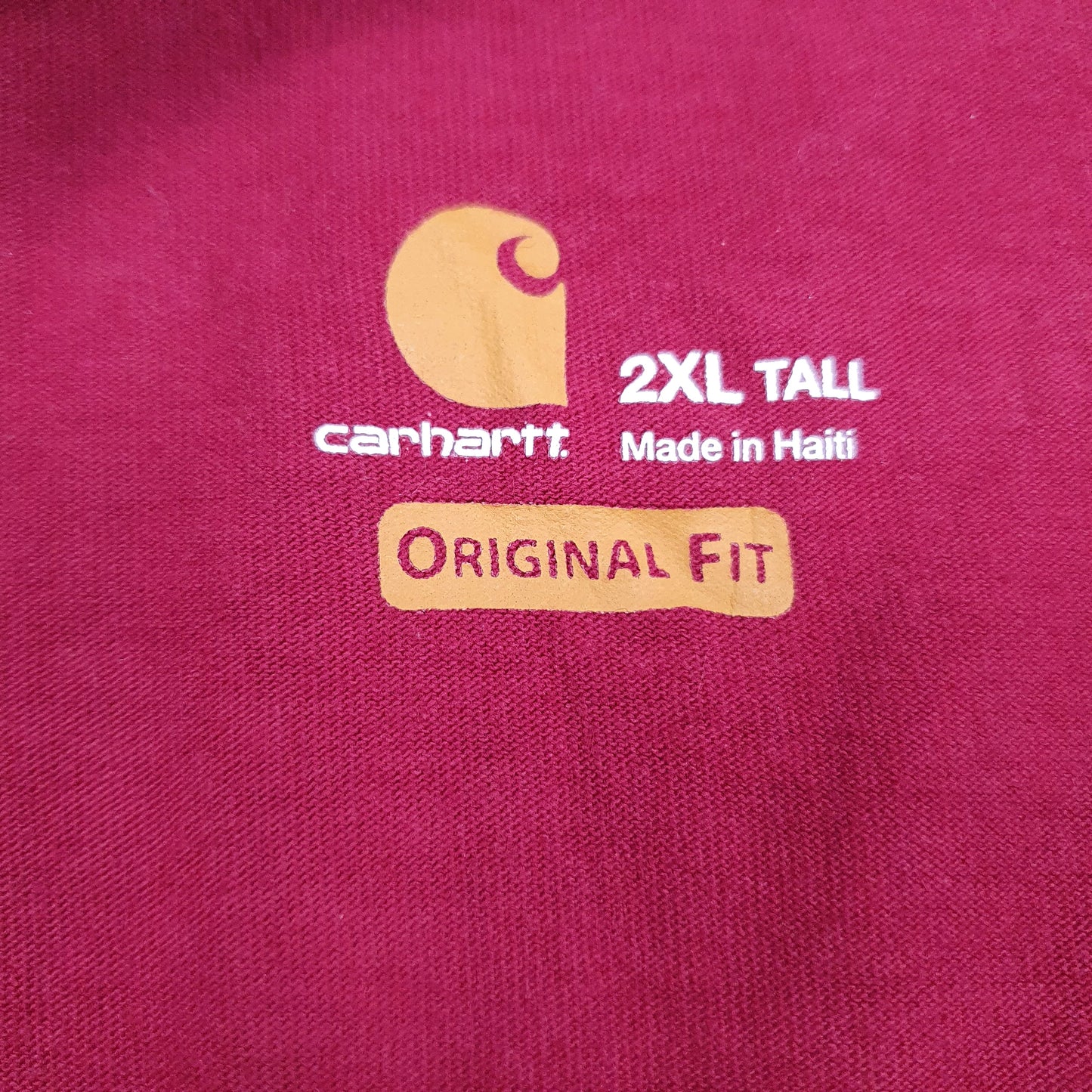 Mens Burgundy Carhartt   T Shirt
