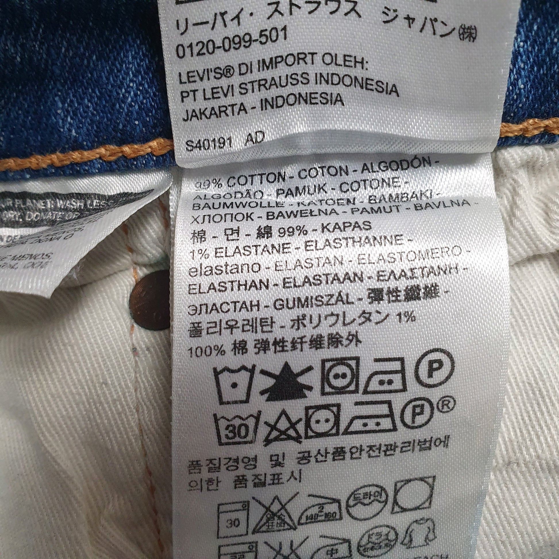 Mens Blue Levis White Oak Cone Denim  Jeans