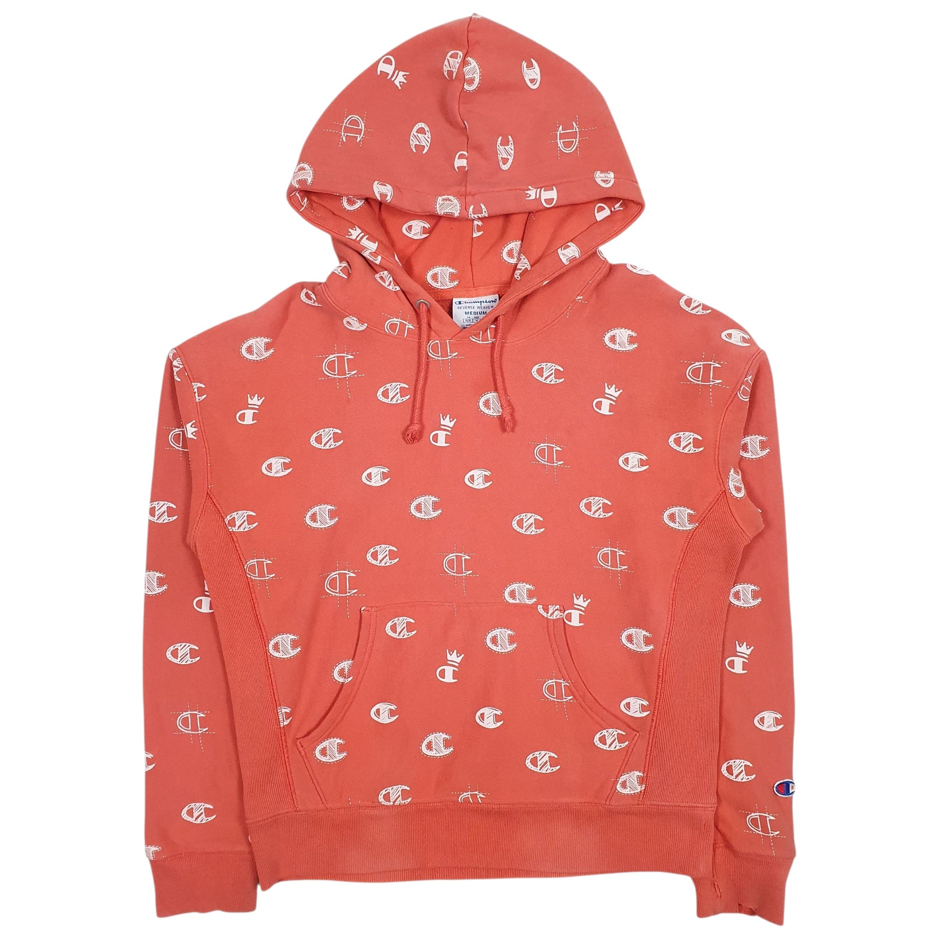 Mens Red Champion Reverse Weave Hoodie Jumper