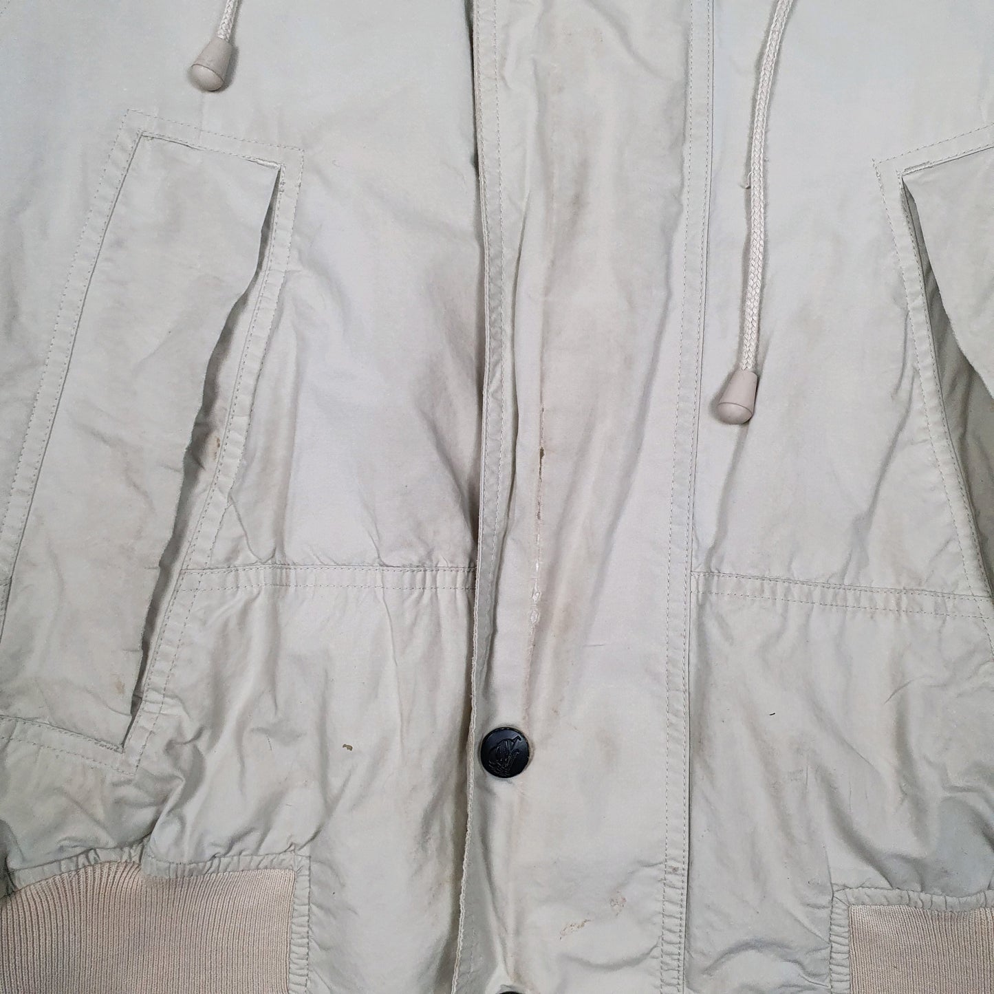 Mens Cream Nautica Vintage 90s Windbreaker Hoodie Coat
