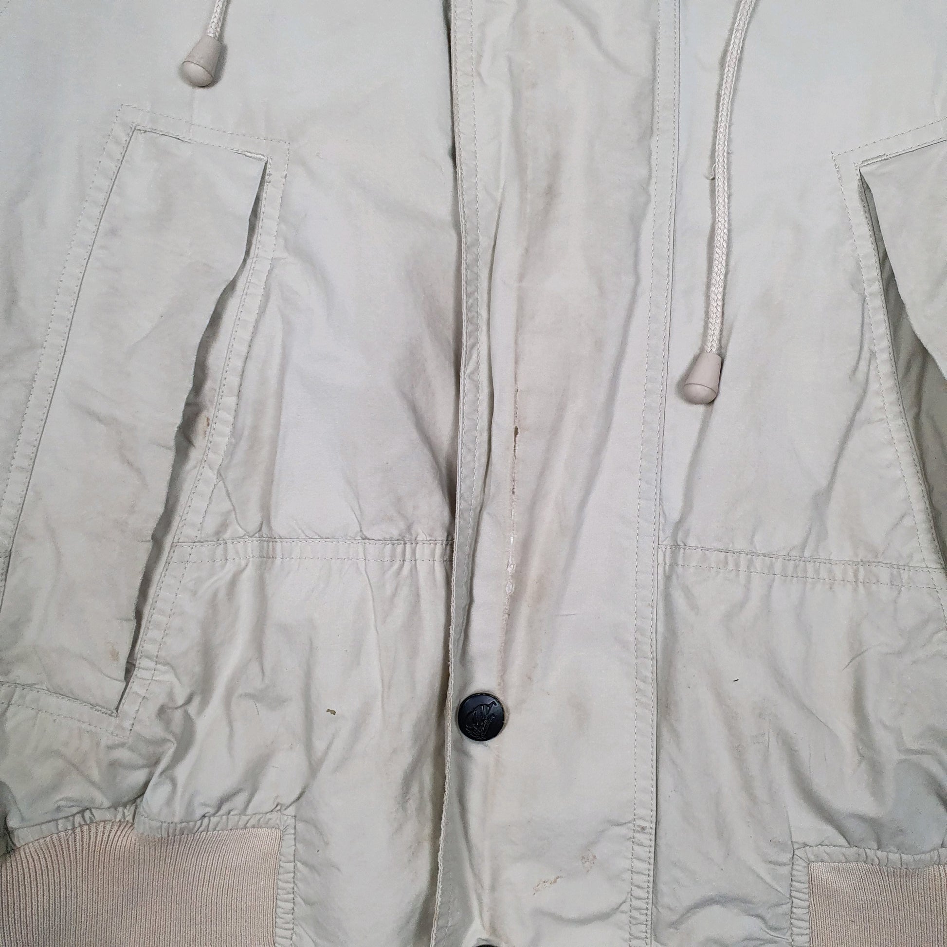 Mens Cream Nautica Vintage 90s Windbreaker Hoodie Coat