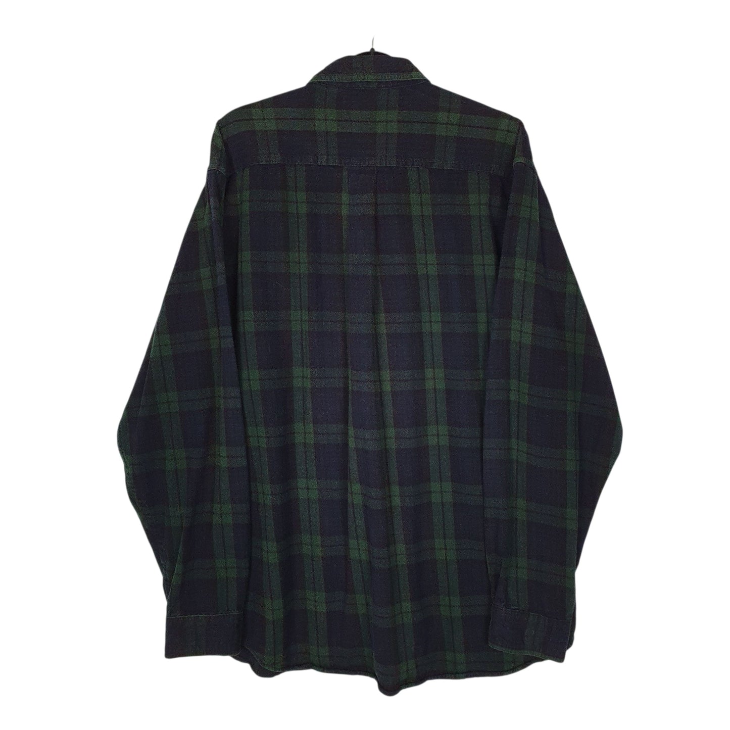 Mens Navy L.L.Bean Scotch Plaid Flannel  Shirt