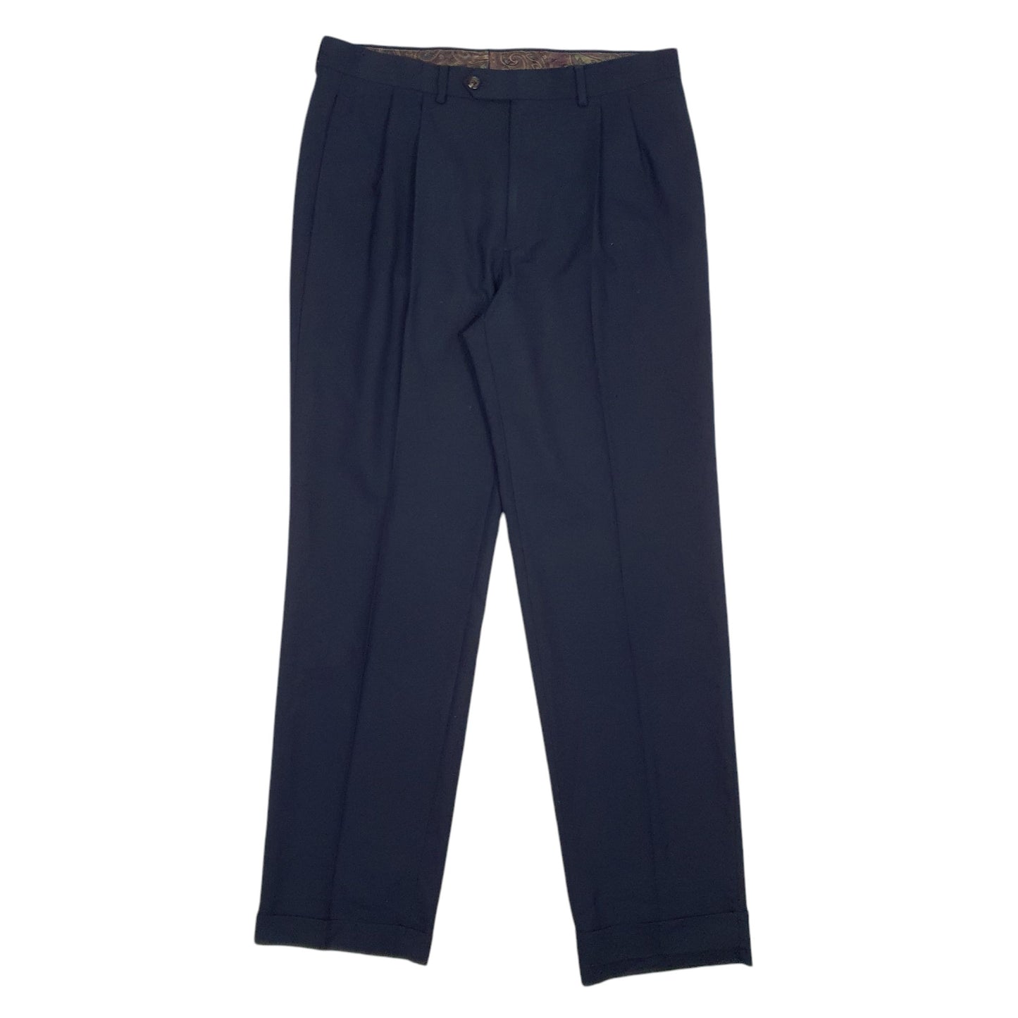 Mens Navy Ralph Lauren Double Pleated Formal Trousers