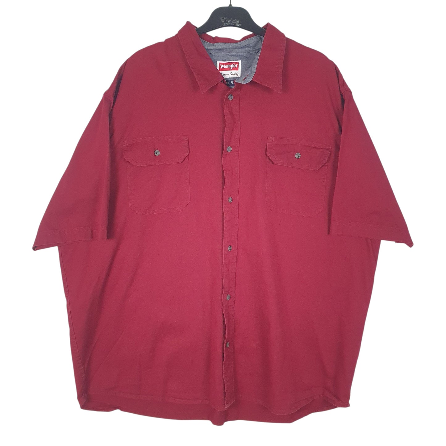 Mens Burgundy Wrangler Comfort Flex Short Sleeve Shirt