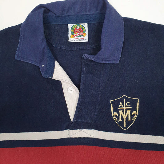 Womens Navy Barbarian Rugby Crewneck Polo Shirt