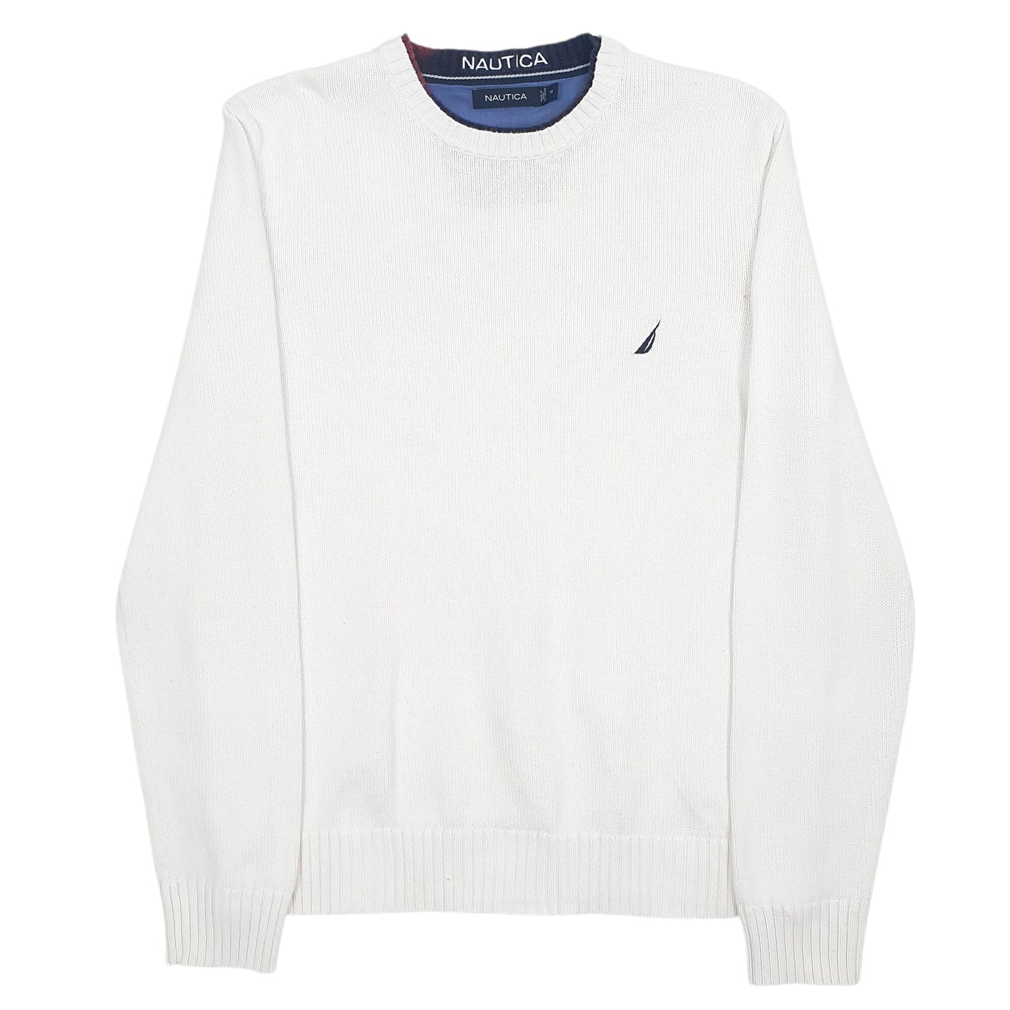 Mens White Nautica Knit Crewneck Jumper