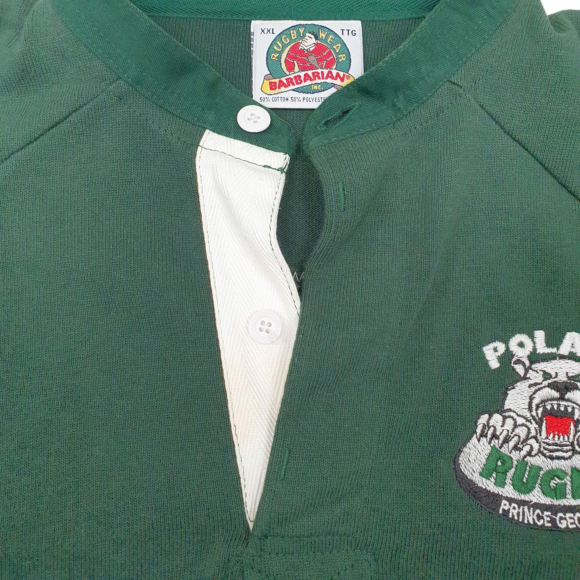 Mens Green Barbarian Rugby Crewneck Polo Shirt