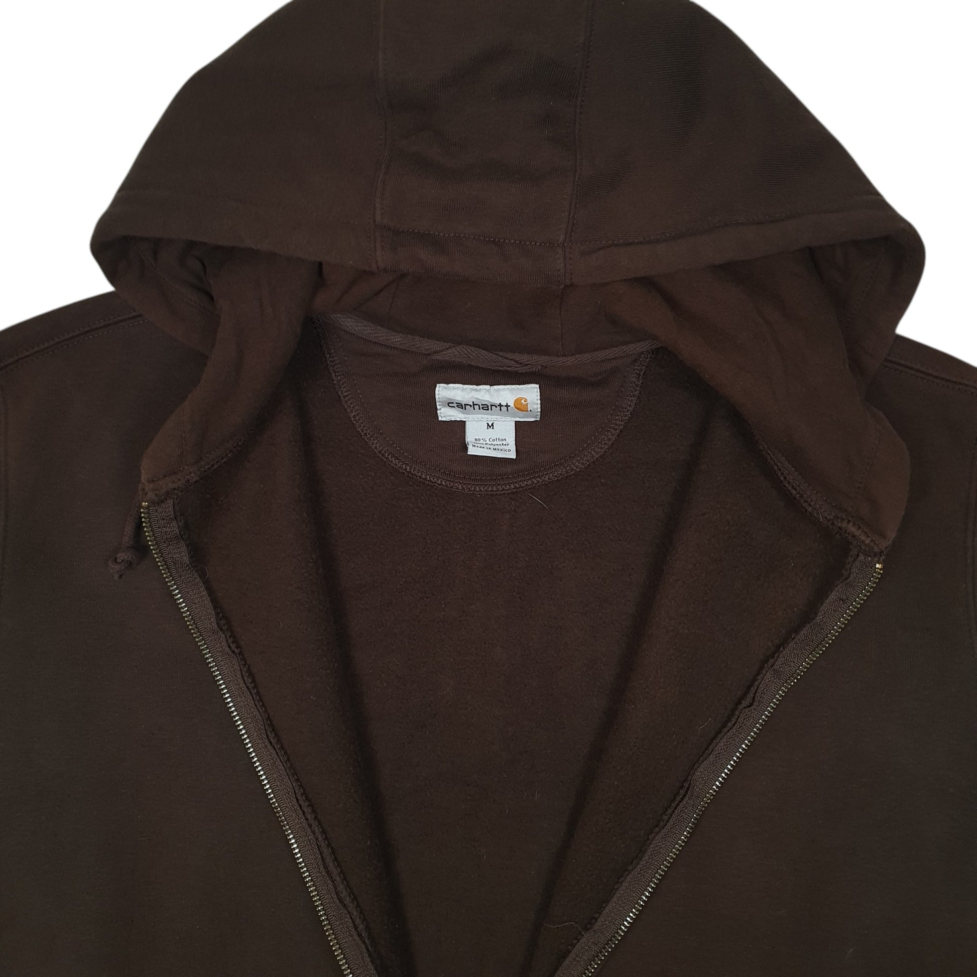 Mens Brown Carhartt Hoodie Vintage 2000s Full Zip Jumper