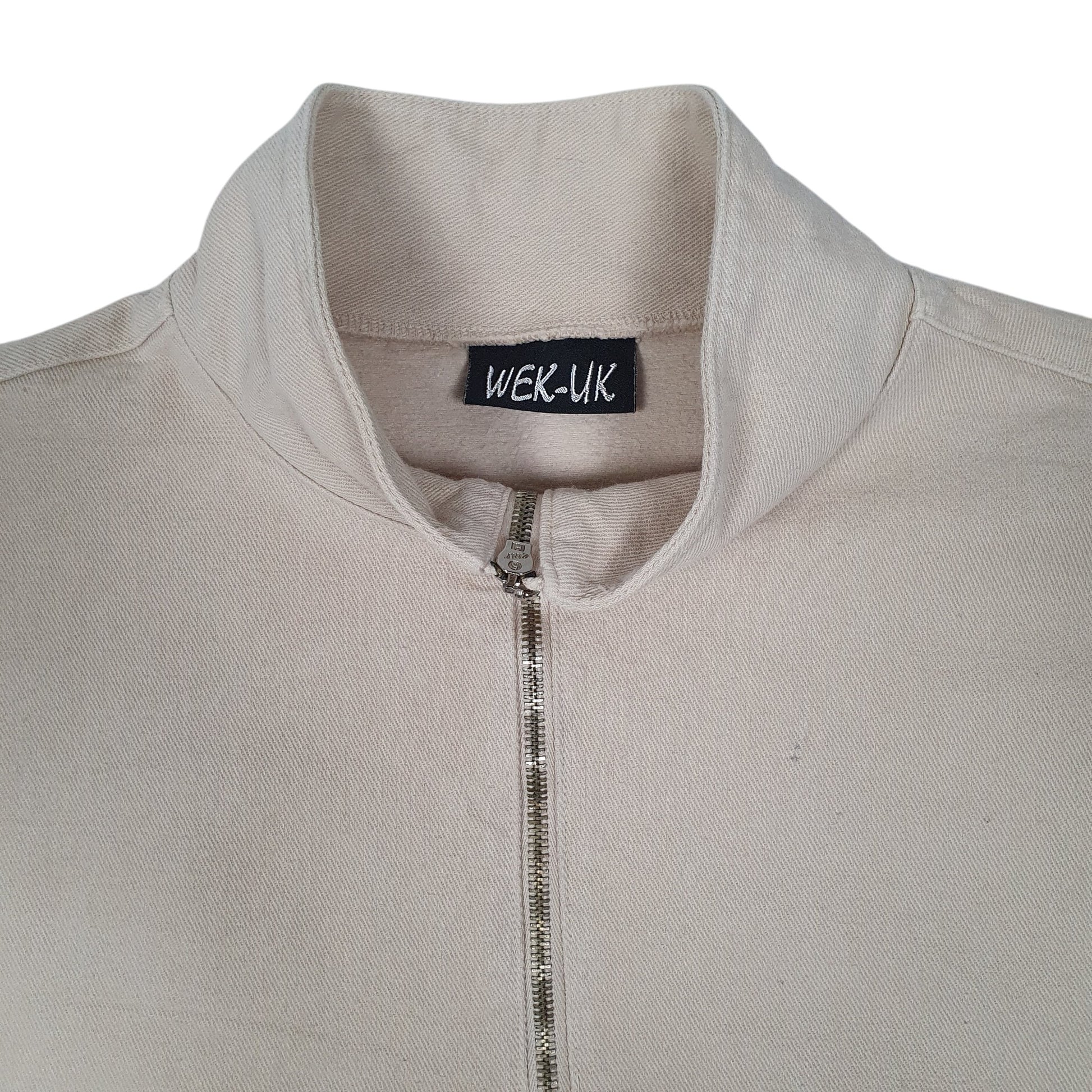 Mens Beige Wek UK Pullover Quarter Zip Smock  Coat