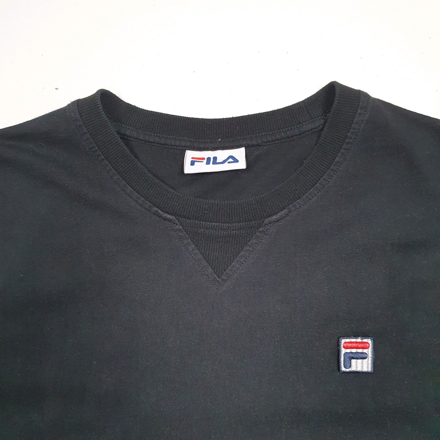 Mens Black Fila  Crewneck T Shirt