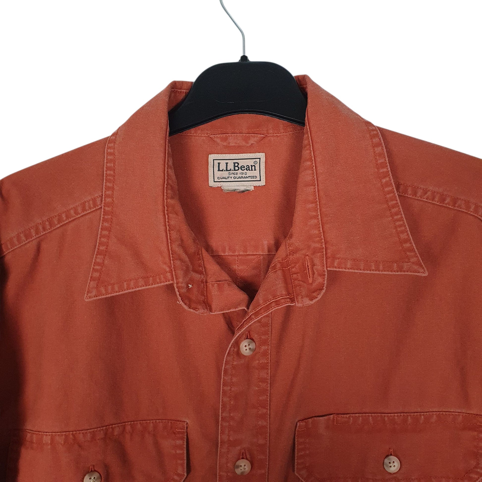 Mens Orange L.L.Bean Sunwashed Canvas  Shirt