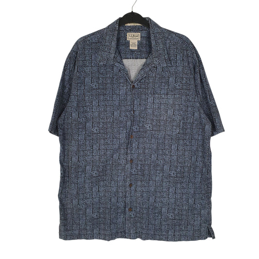 Mens Navy L.L.Bean Paisley Short Sleeve Shirt