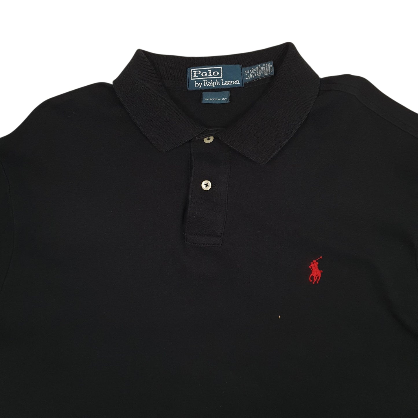 Mens Black Polo Ralph Lauren Custom Fit  Polo Shirt