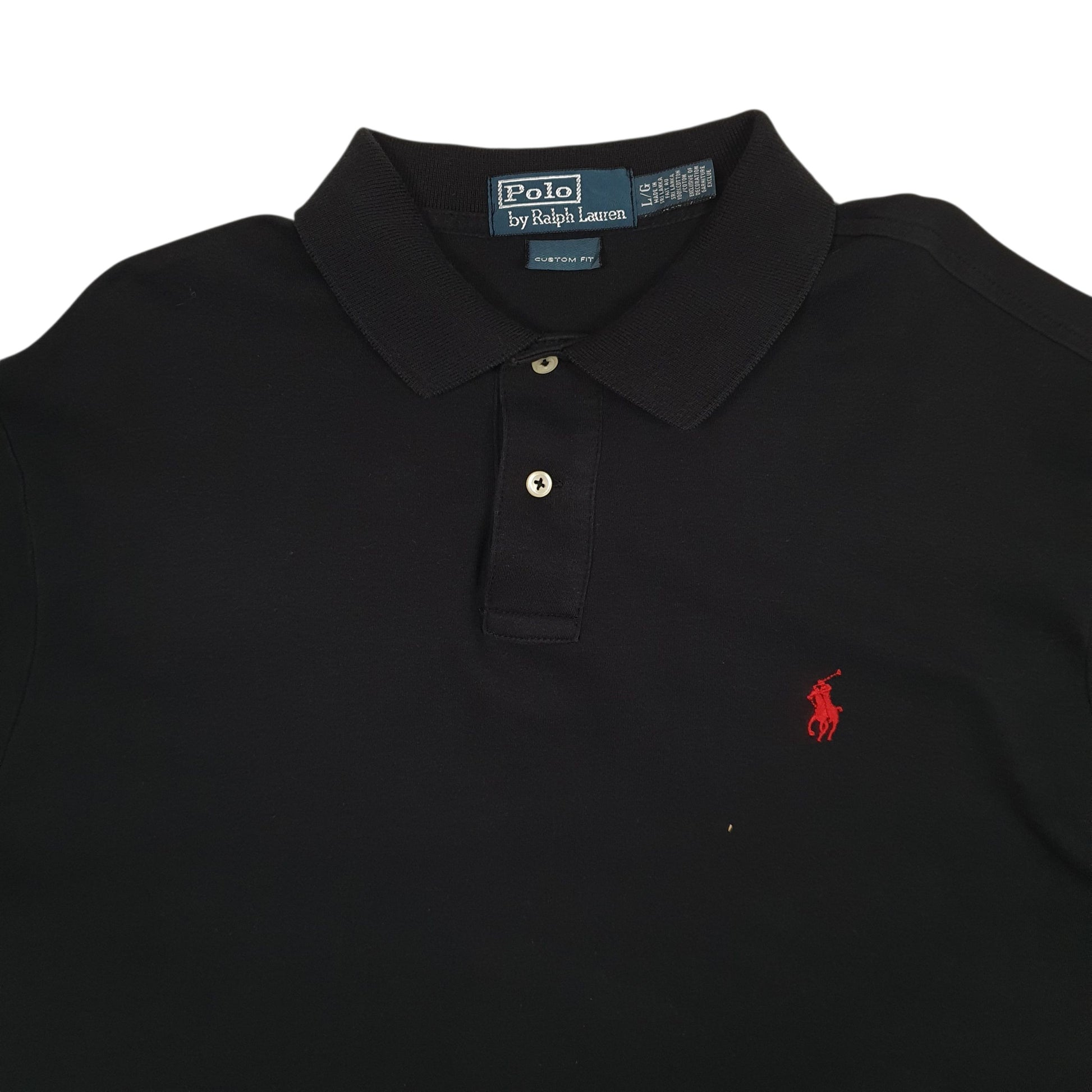 Mens Black Polo Ralph Lauren Custom Fit  Polo Shirt