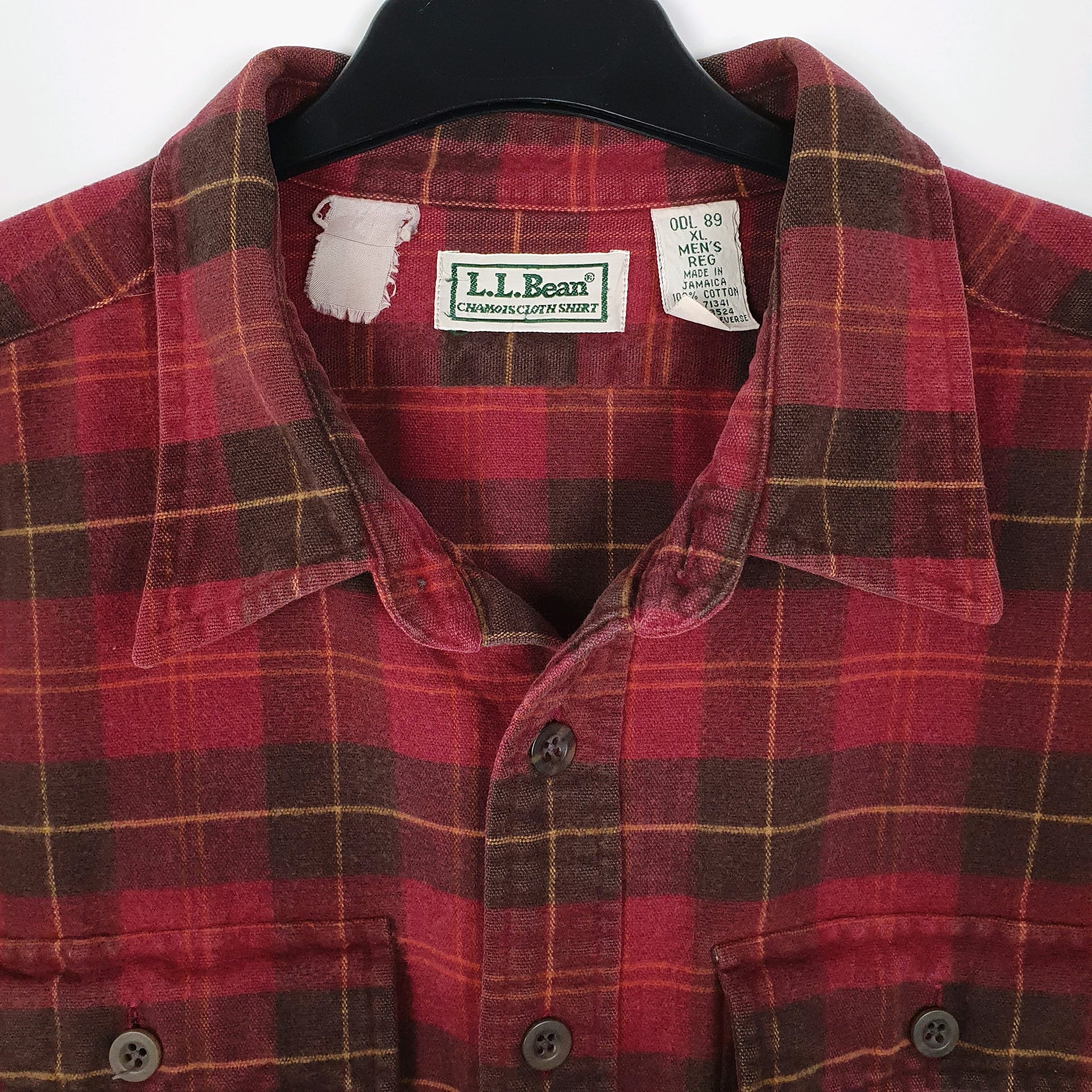 Mens Red L.L.Bean Vintage 90s Chamois  Shirt