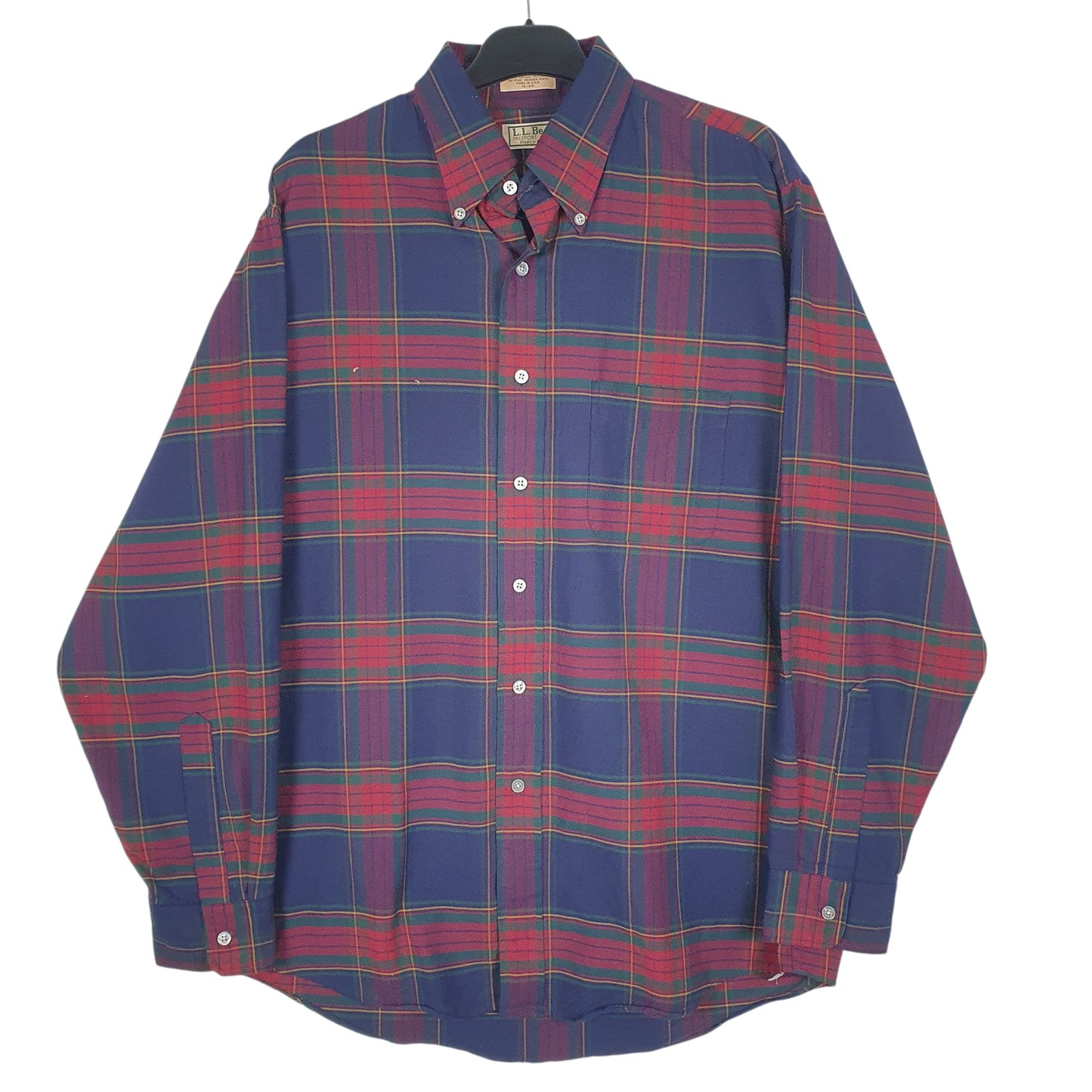 Mens Navy L.L.Bean Vintage 90s Made In USA Long Sleeve Shirt