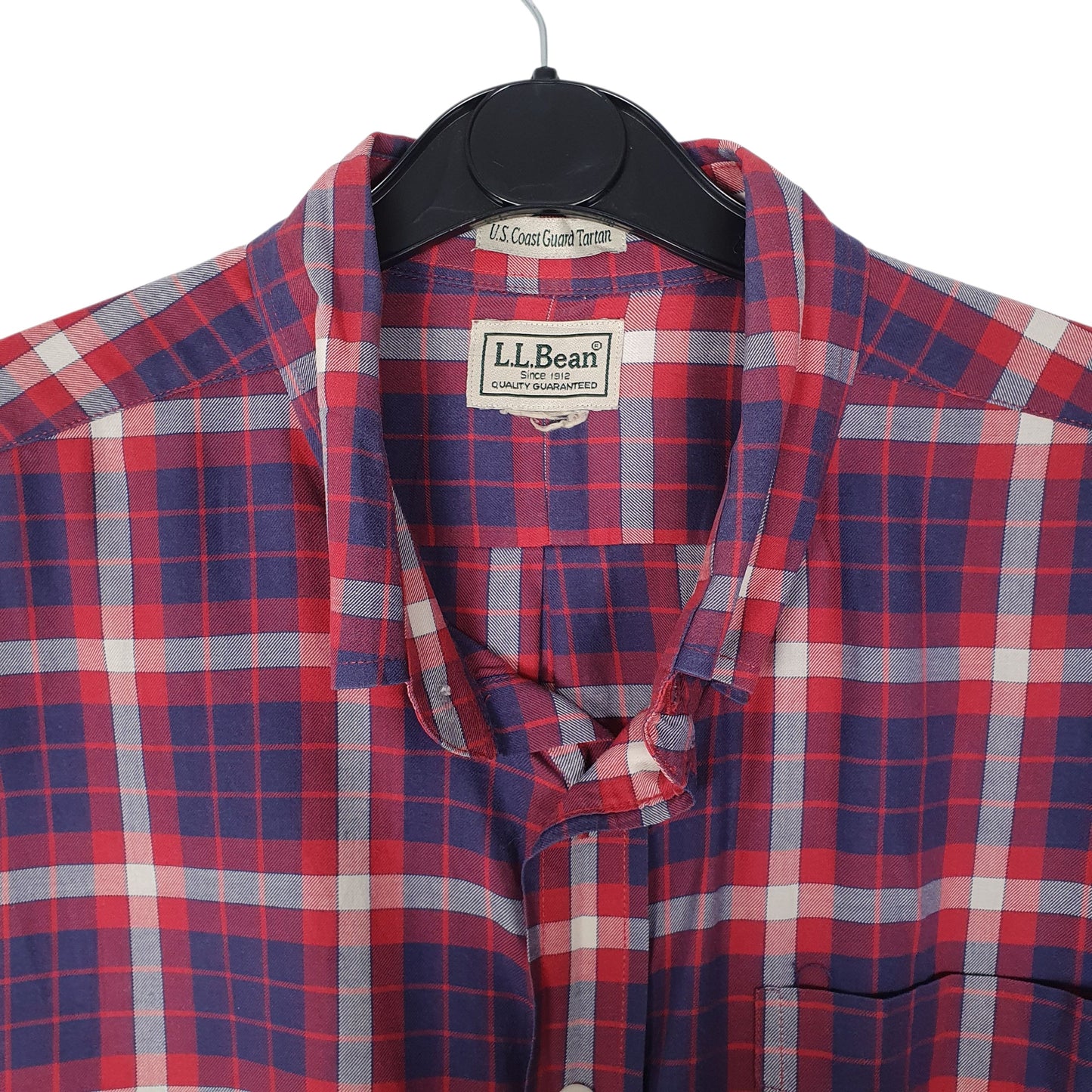 Mens Red L.L.Bean US Coast Guard Tartan  Shirt