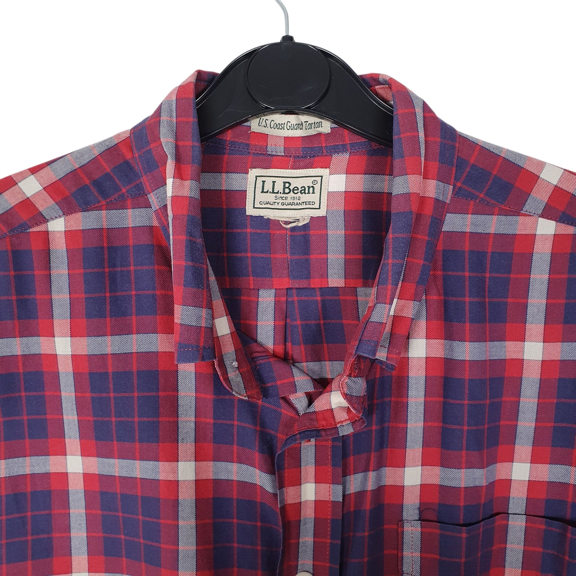 Mens Red L.L.Bean US Coast Guard Tartan  Shirt