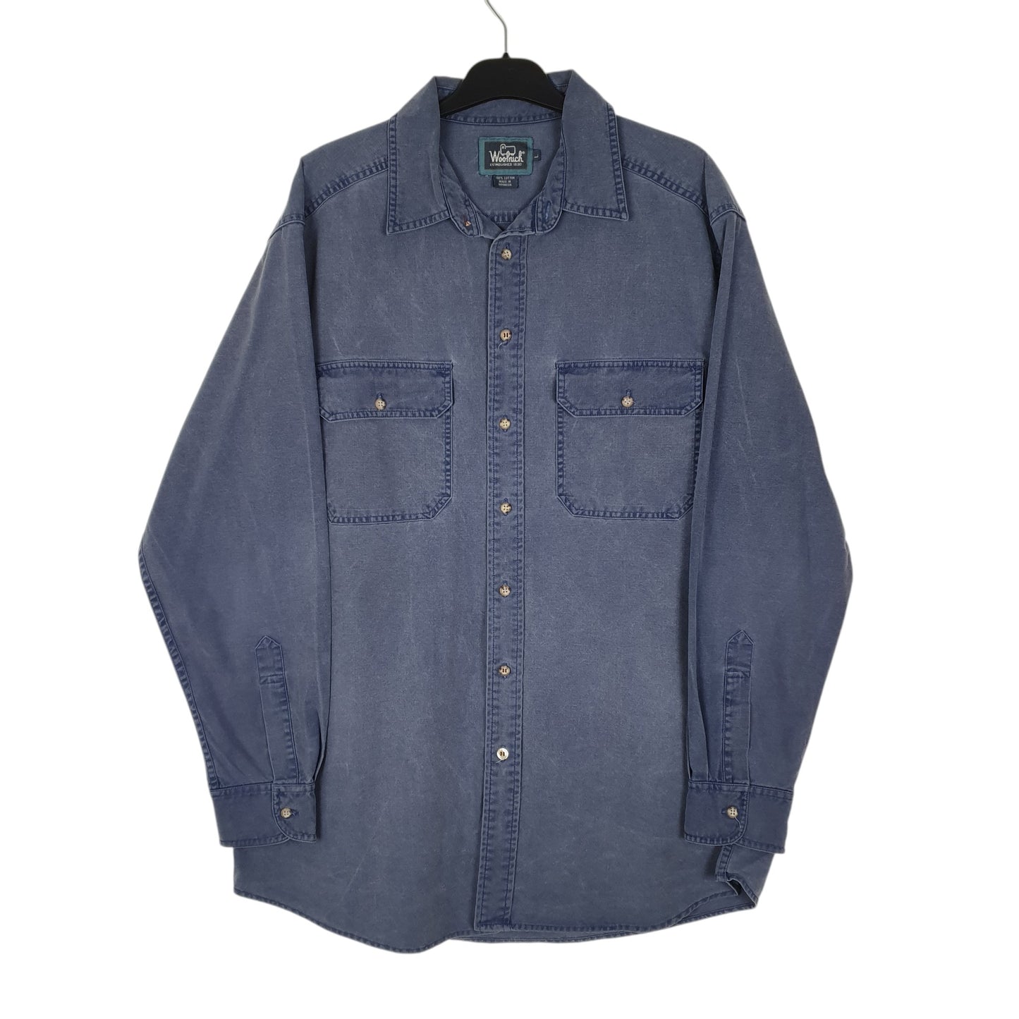 Mens Blue Woolrich Vintage 1990s Long Sleeve Shirt