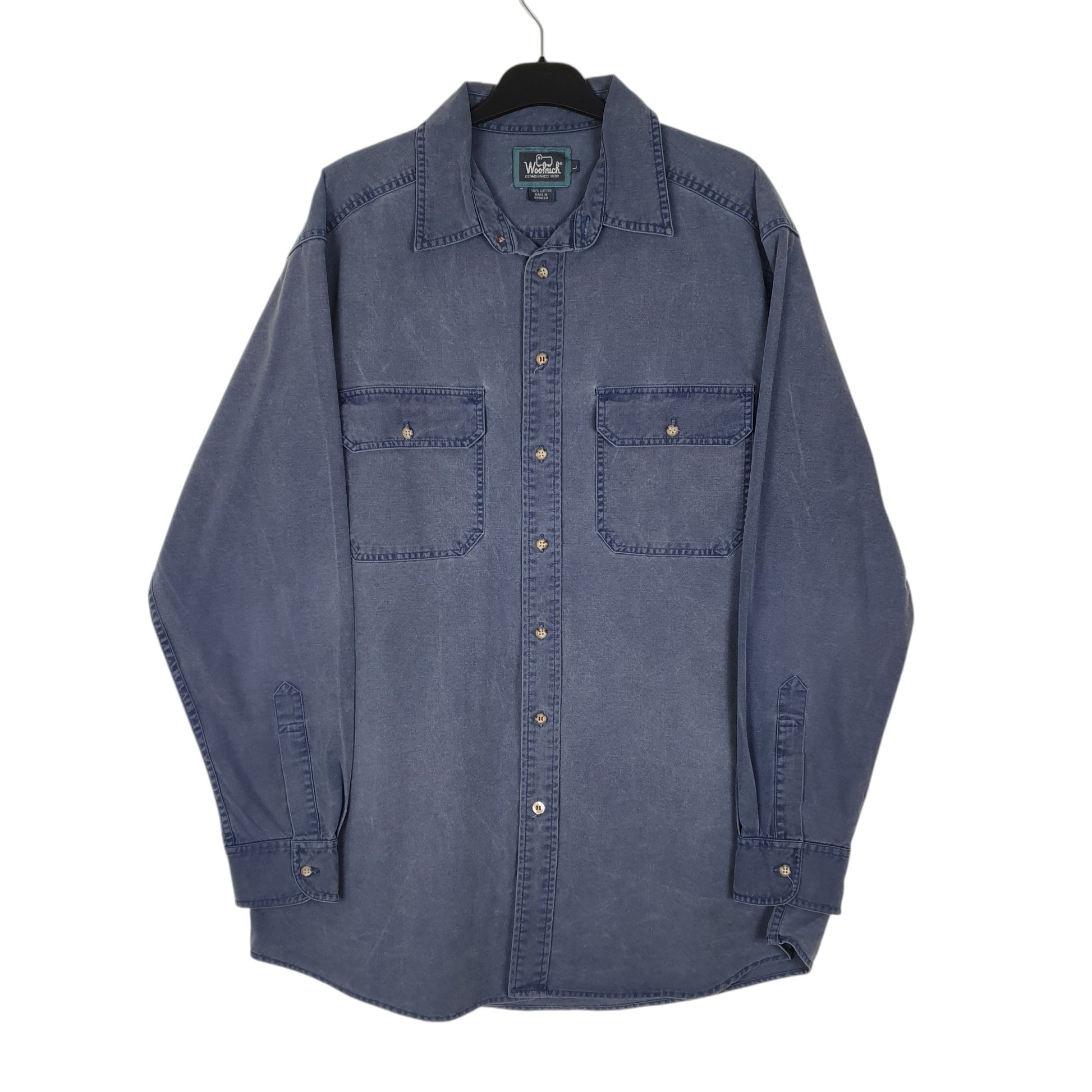 Mens Blue Woolrich Vintage 1990s Long Sleeve Shirt