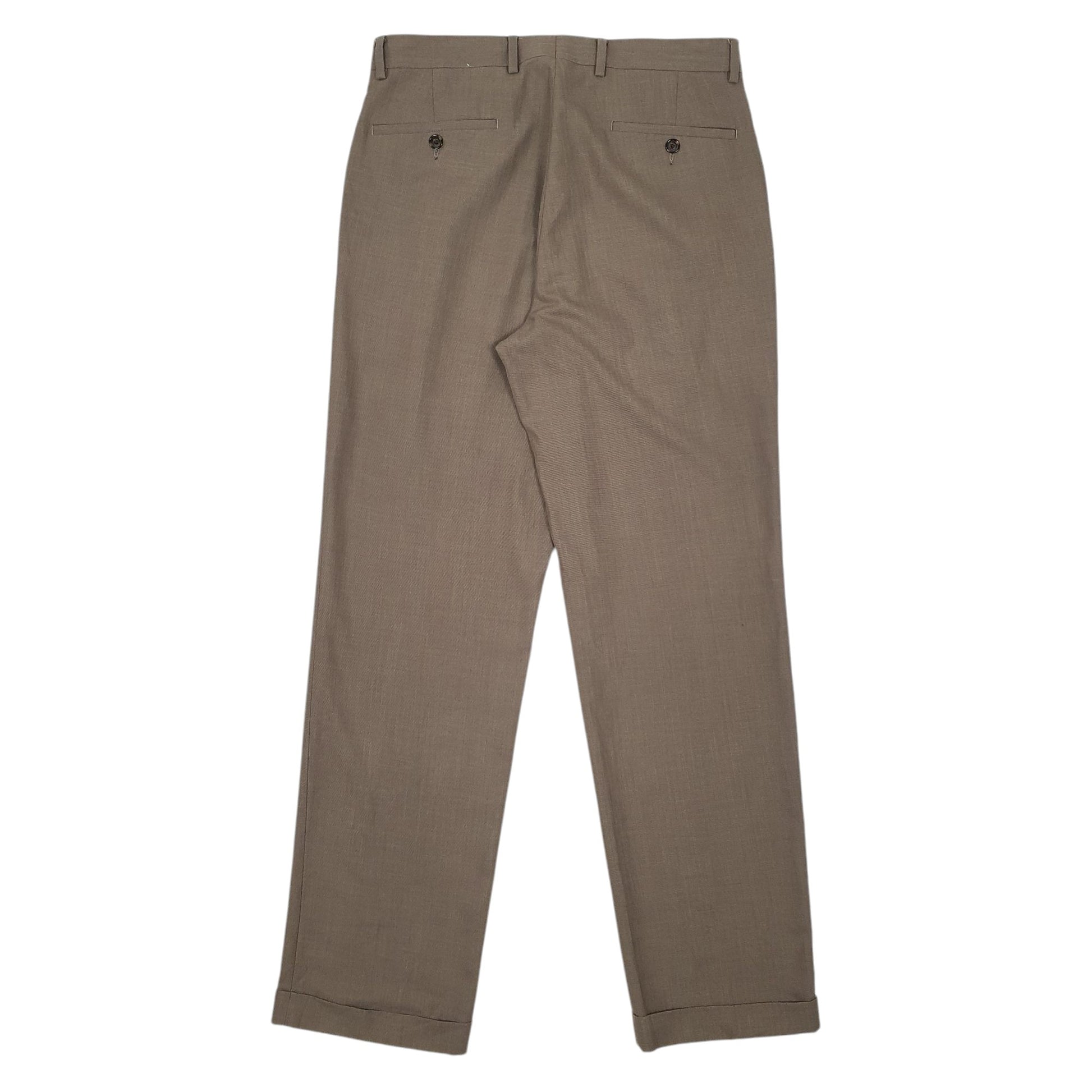 Mens Khaki Ralph Lauren Double Pleated  Trousers