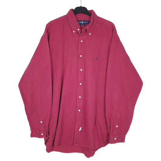 Mens Burgundy Ralph Lauren 90s 00s Long Sleeve Shirt