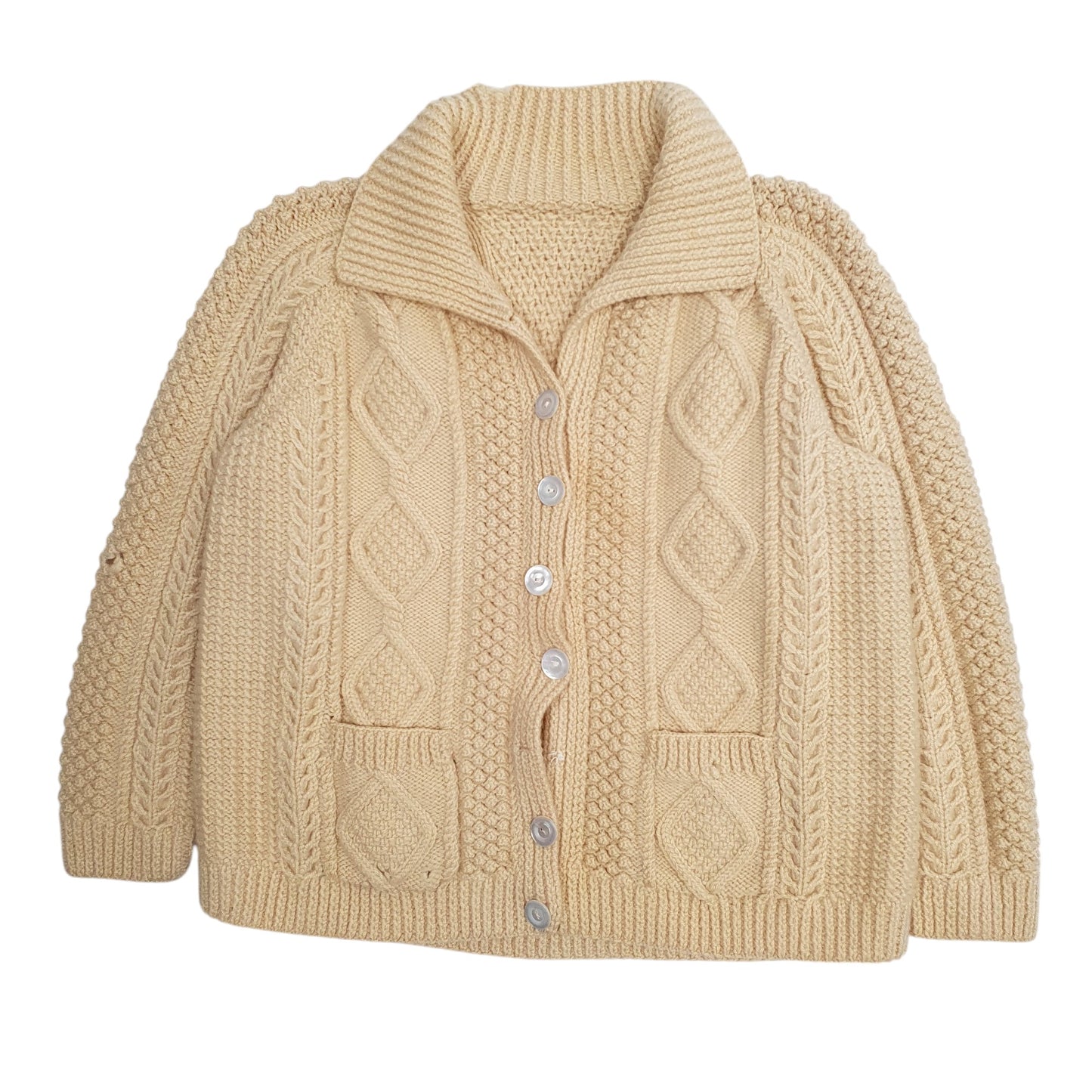 Womens Yellow Unbranded Chunky Knit Cardigan Jumper