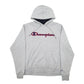 Mens Grey Champion Spellout Hoodie Jumper