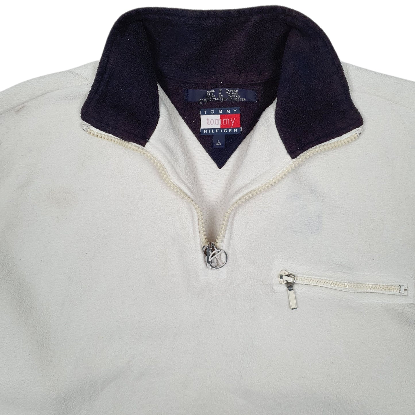 Mens White Tommy Hilfiger Vintage 00s Quarter Zip Jumper