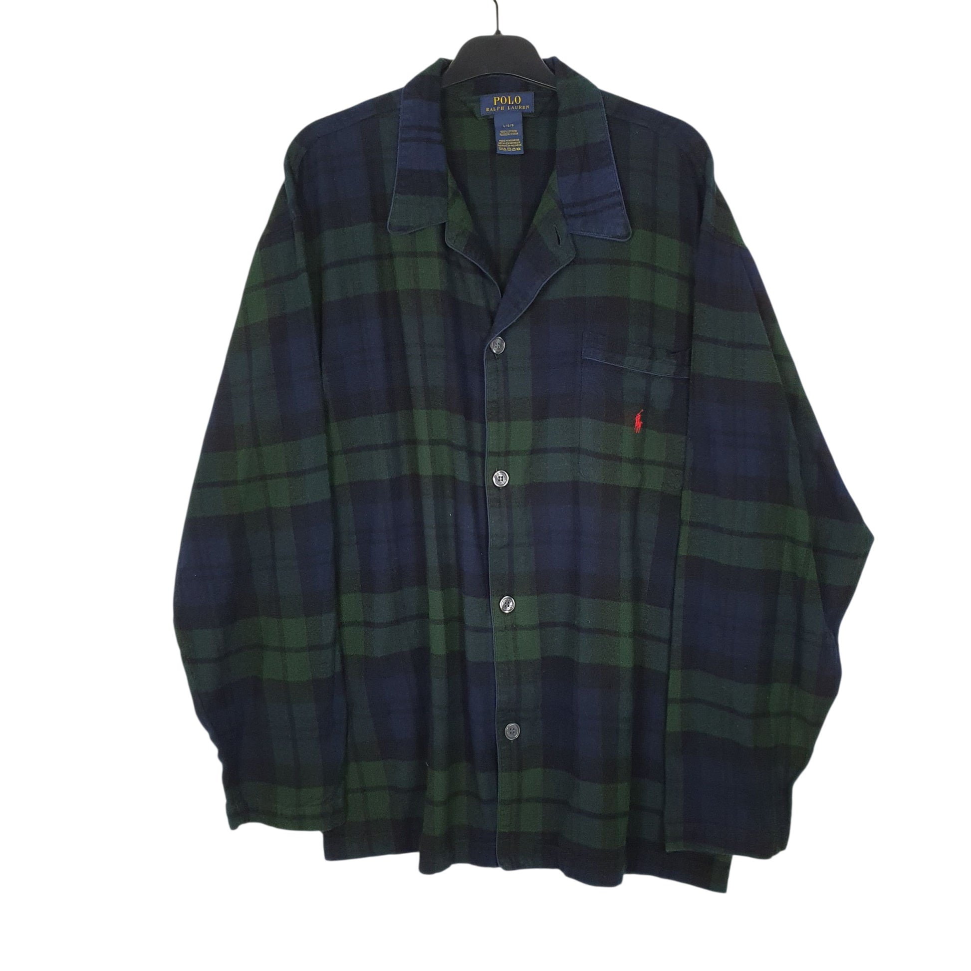 Mens Navy Polo Ralph Lauren Cardigan Plaid Long Sleeve Shirt