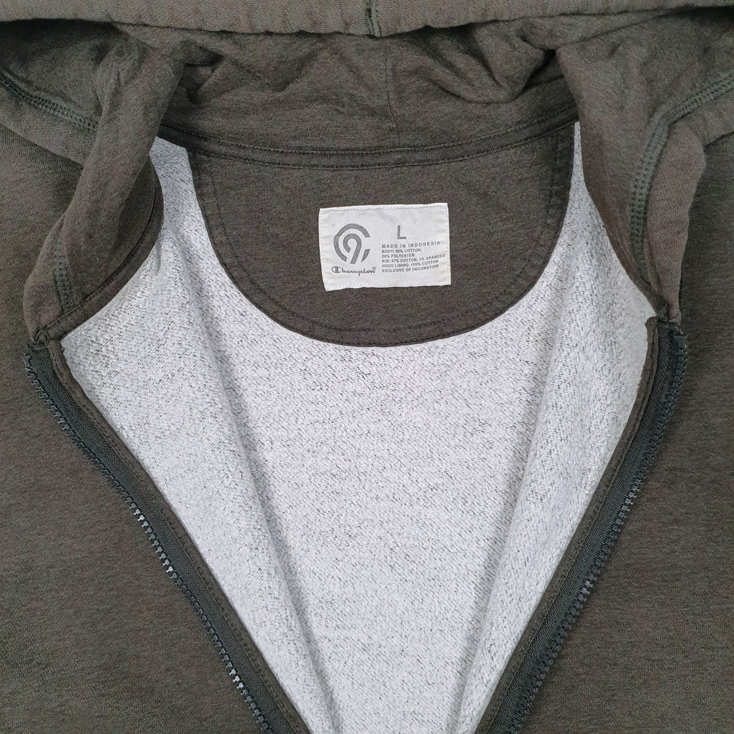 Mens Green Champion Hoodie Full Zip Jumper