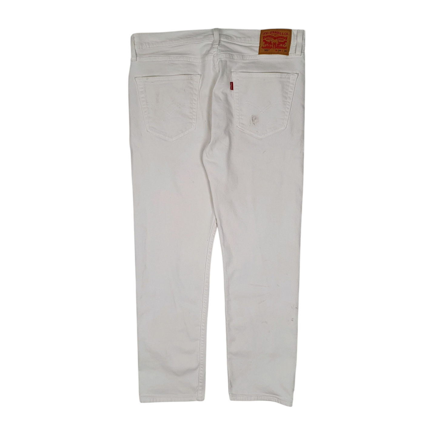 LEVIS 502 Jeans Regular Taper Fit White Denim Trousers Mens W34 L30