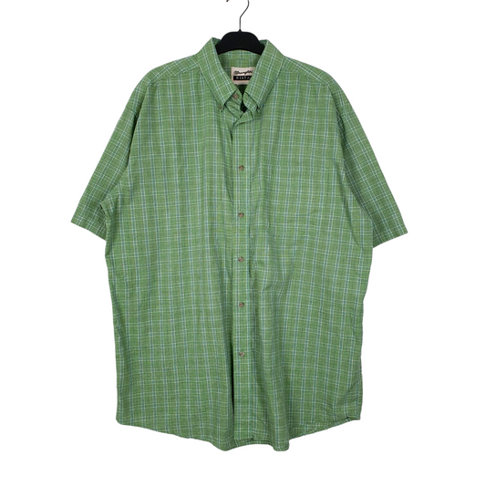 Wrangler Riata Short Sleeve Regular Fit Check Cotton Blend Shirt Mens XL