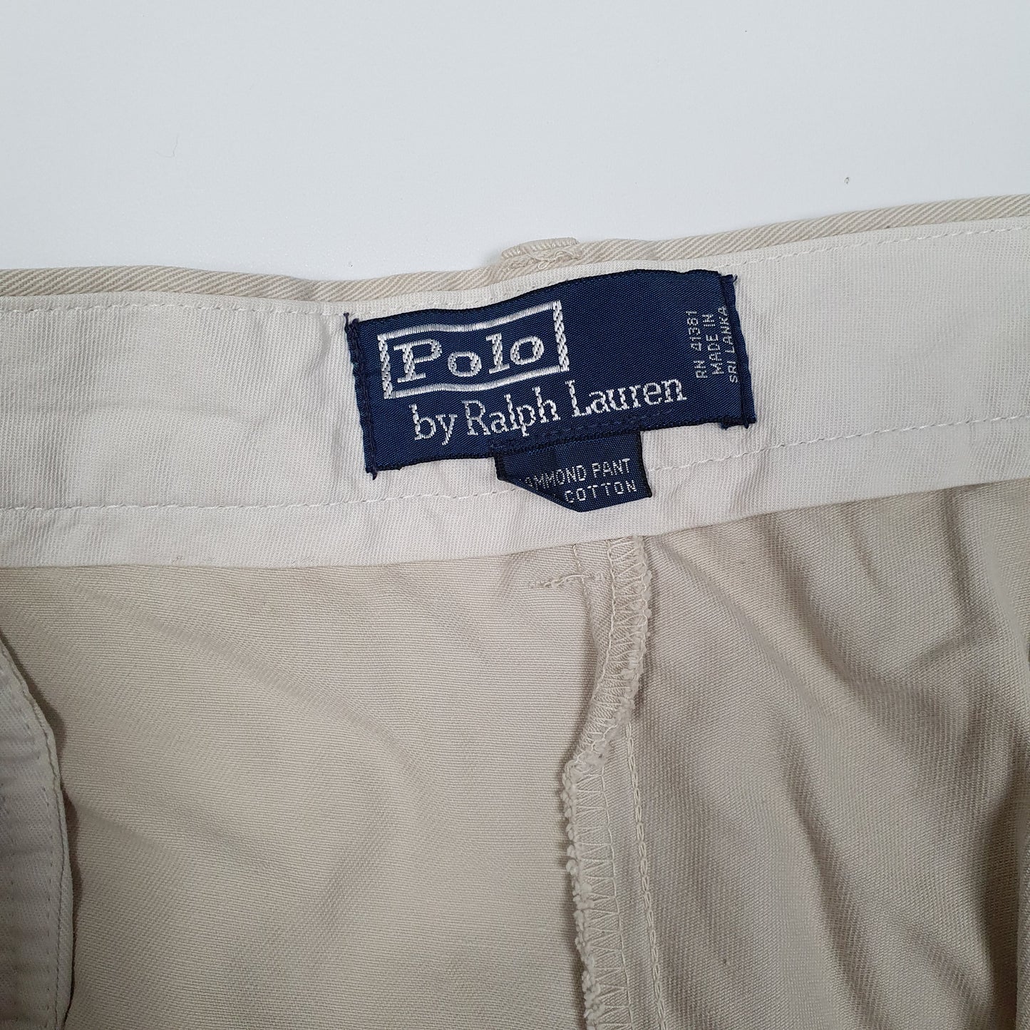 POLO RALPH LAUREN Hammond Pant Pleated Chino Trousers Cream Men W42 L30