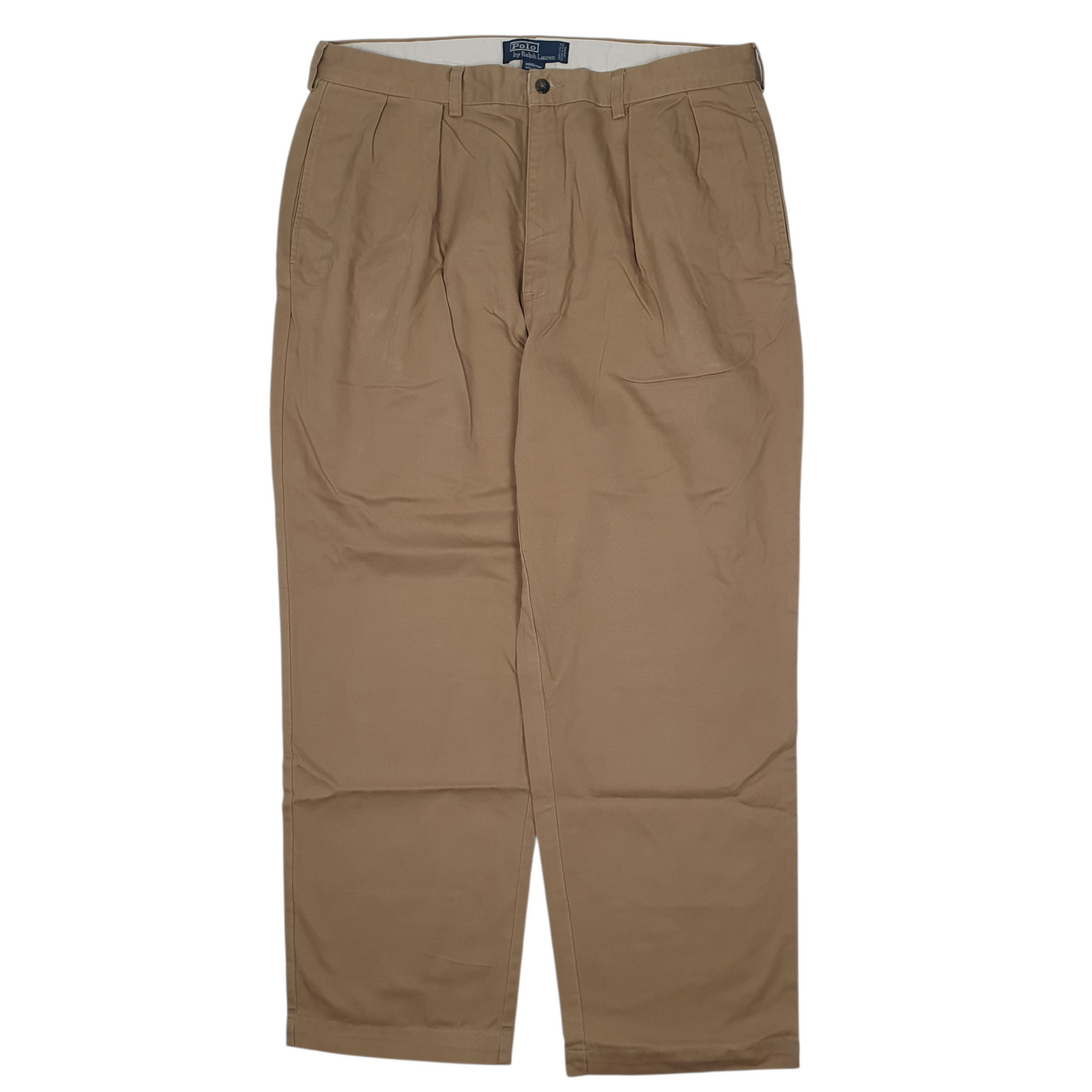 POLO RALPH LAUREN Andrew Pant Vintage 90s Double Pleated Trousers Brown Mens W36 L30