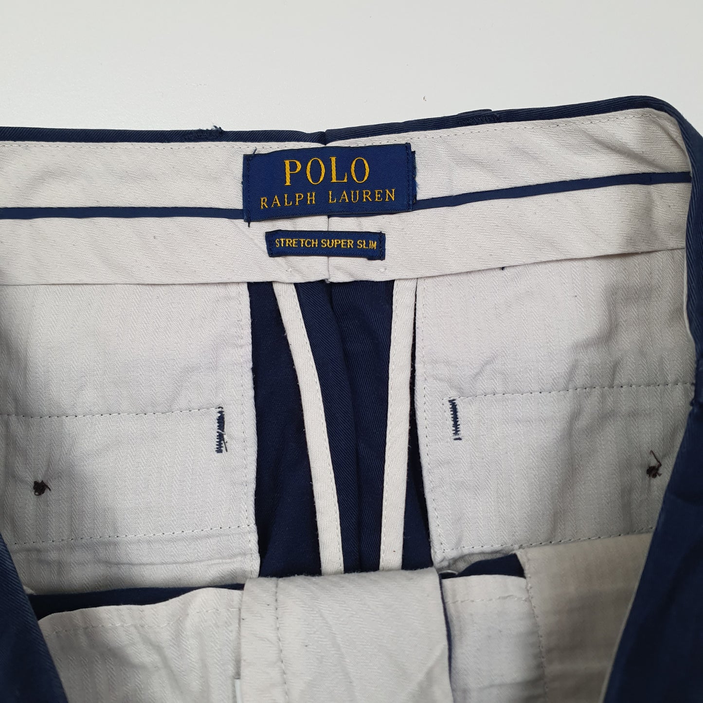 POLO RALPH LAUREN Chino Trousers Stretch Super Slim Navy Mens W30 L32