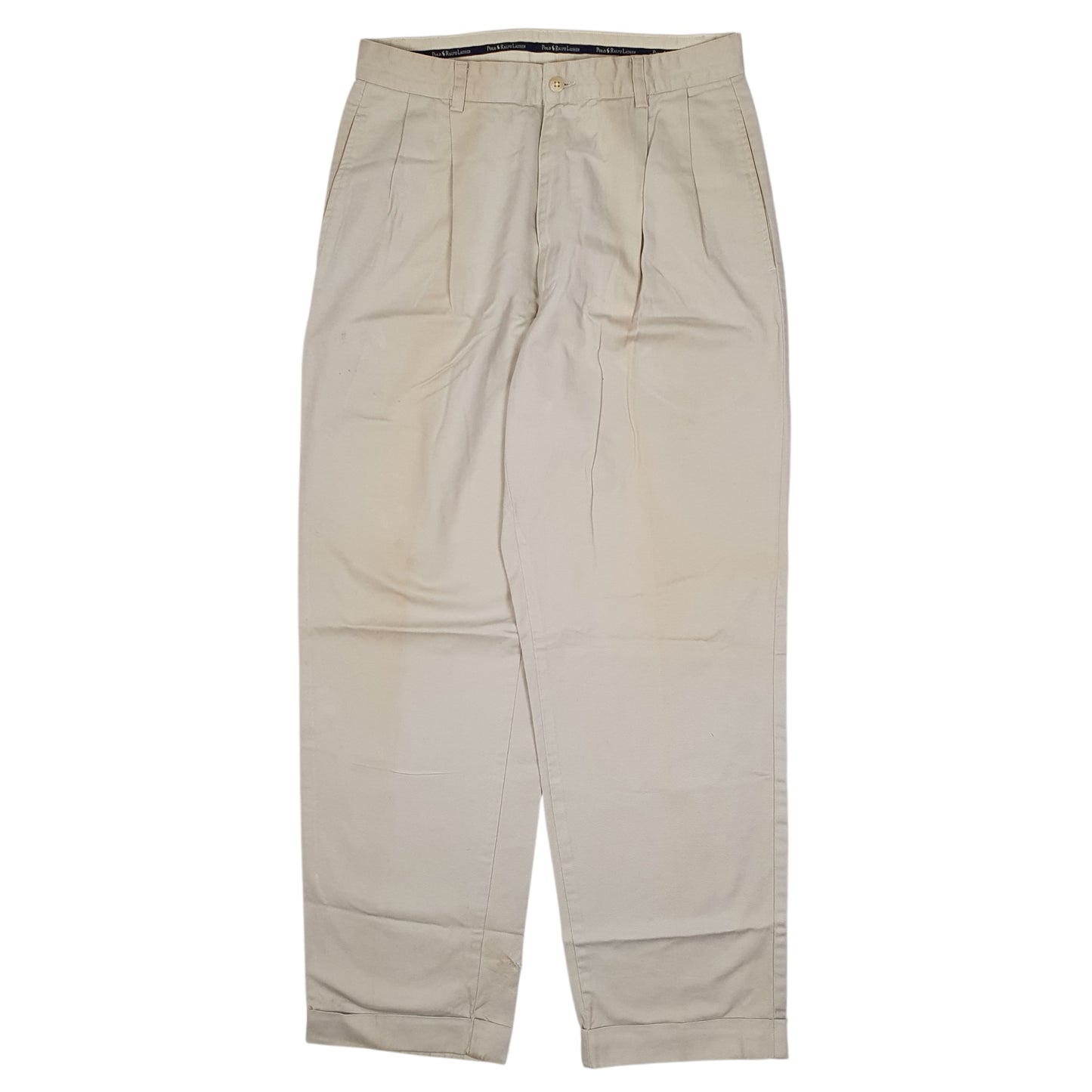 POLO RALPH LAUREN Chino Trousers Hammond Pant Vintage 90s Cream Mens W31 L30
