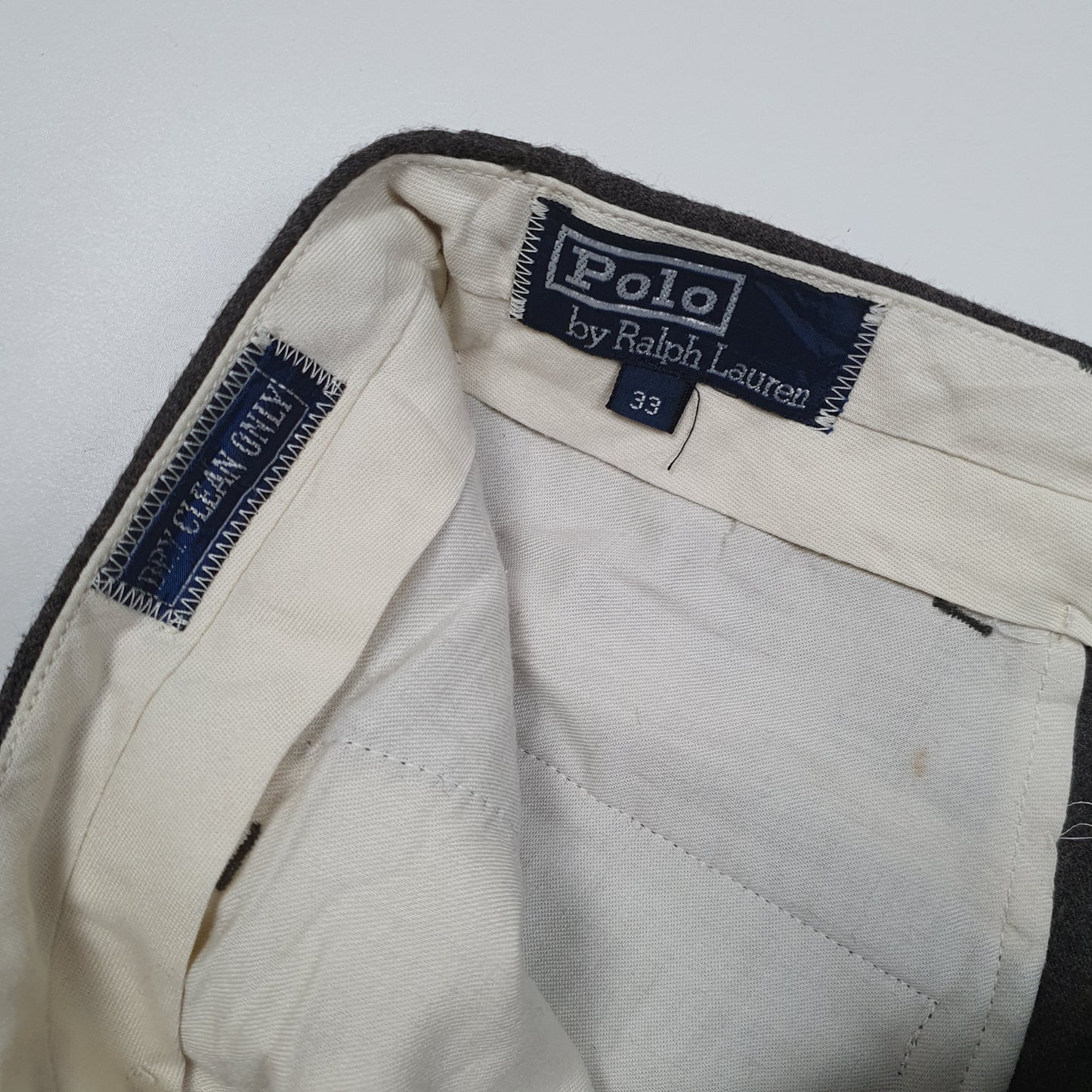 POLO RALPH LAUREN Wool Formal Pleated Trousers Grey Mens W33 L31