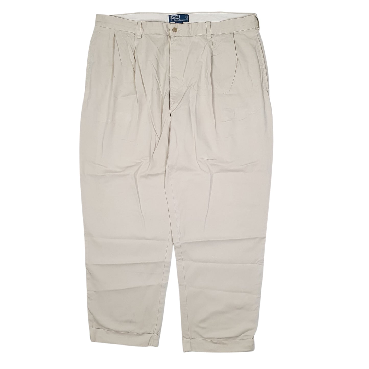 POLO RALPH LAUREN Hammond Pant Pleated Chino Trousers Cream Men W42 L30