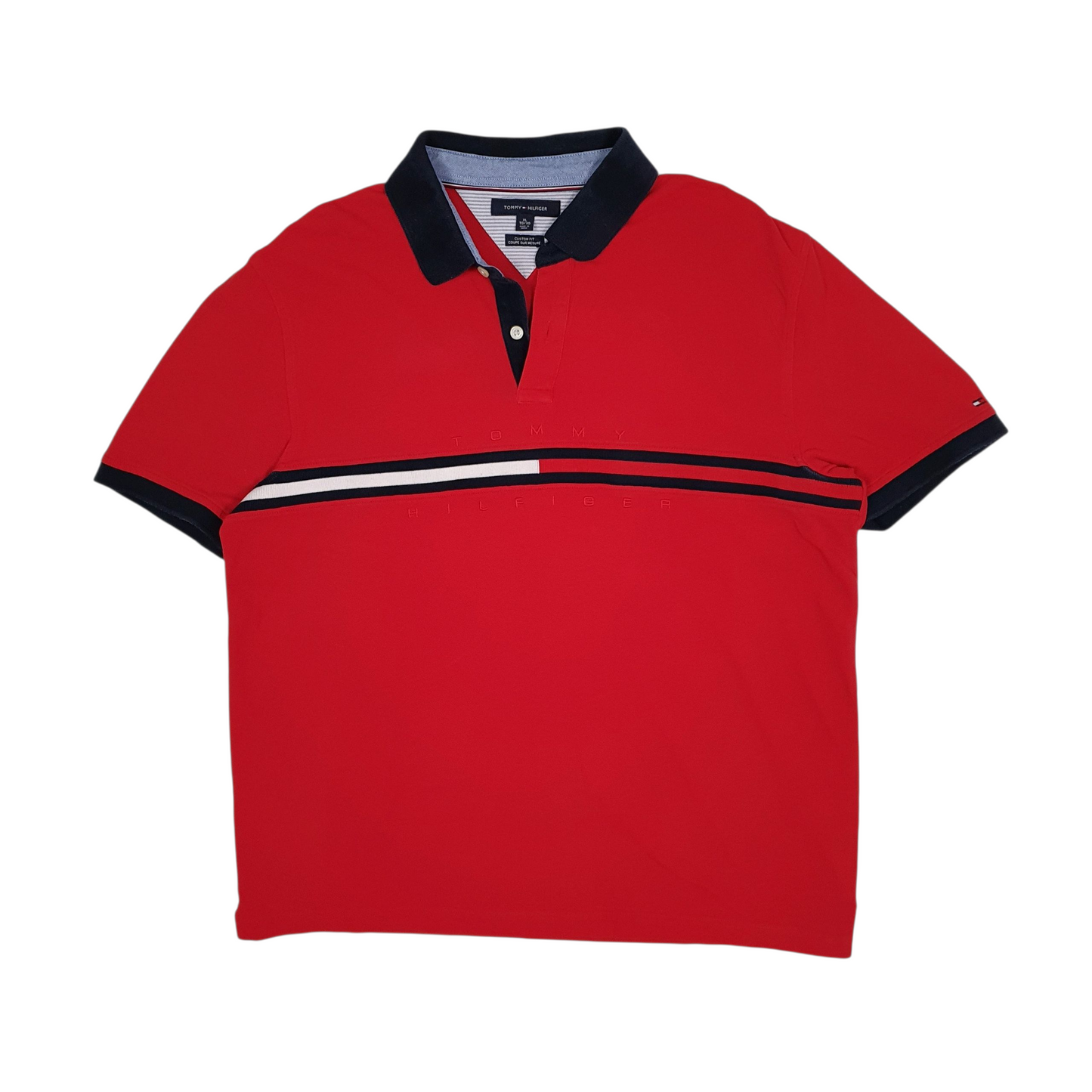 TOMMY HILFIGER Red Polo Shirt Short Sleeve Cotton Mens XL