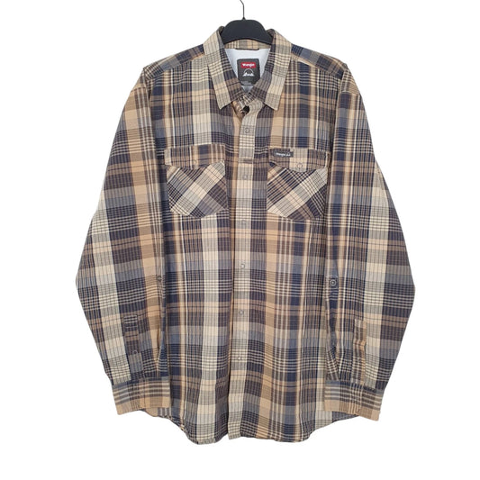 Wrangler Long Sleeve Regular Fit Check Cotton Blend Shirt Mens XL